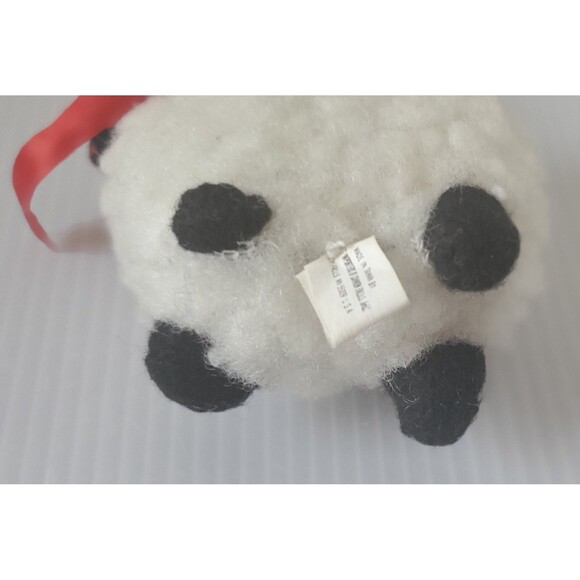 Vintage SHEEP LAMB Covered w/Fuzzy Wool Red Bow Christmas Ornament Cannon Falls - Picture 4 of 8